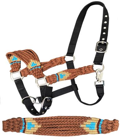 Showman  Adjustable nylon bronc halter with wool string noseband